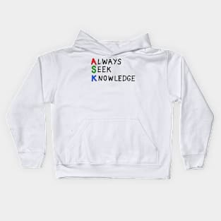 Always seek knowledge positive motivational handwritten quote. Kids Hoodie